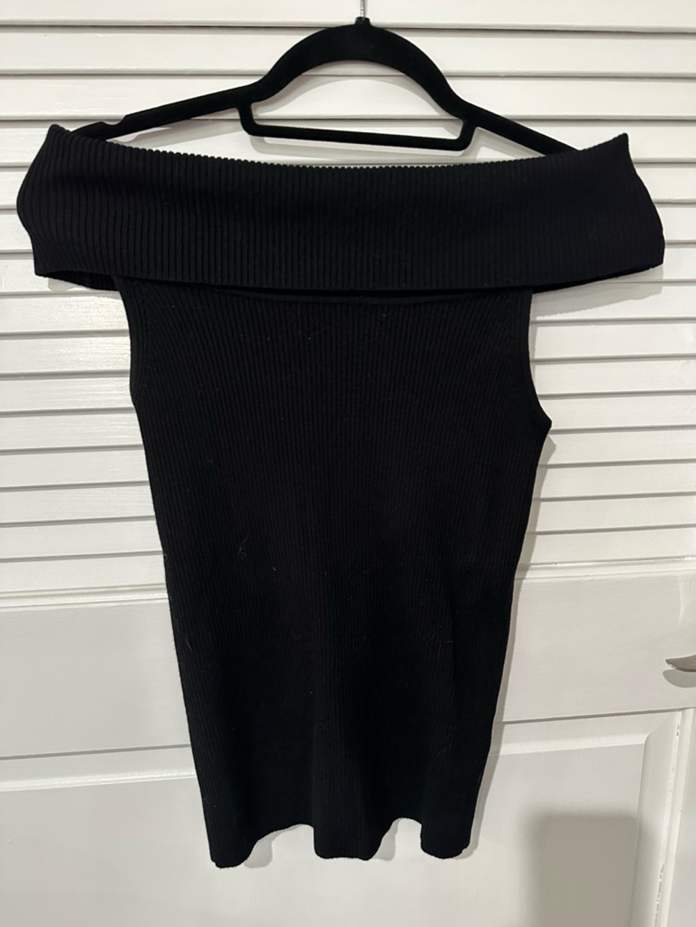 Maeve Black Off-the-Shoulder Ribbed Sweater